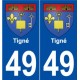 49 Tigné blason autocollant plaque stickers ville
