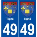 49 Tigné blason autocollant plaque stickers ville