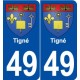 49 Tigné blason autocollant plaque stickers ville