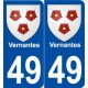 49 Vernantes blason autocollant plaque stickers ville