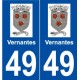 49 Vernantes logo autocollant plaque stickers ville