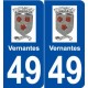 49 Vernantes logo autocollant plaque stickers ville