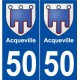 50 Acqueville blason autocollant plaque stickers ville