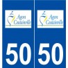 50 Agon-Coutainville logo autocollant plaque stickers ville