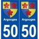 50 Argouges blason autocollant plaque stickers ville