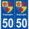 50 Argouges blason autocollant plaque stickers ville