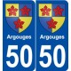 50 Argouges blason autocollant plaque stickers ville