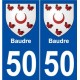 50 Baudre blason autocollant plaque stickers ville