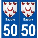 50 Baudre blason autocollant plaque stickers ville