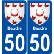 50 Baudre blason autocollant plaque stickers ville