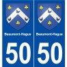 50 Beaumont-Hague blason autocollant plaque stickers ville
