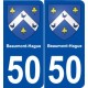 50 Beaumont-Hague blason autocollant plaque stickers ville