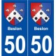 50 Beslon blason autocollant plaque stickers ville