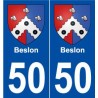 50 Beslon blason autocollant plaque stickers ville