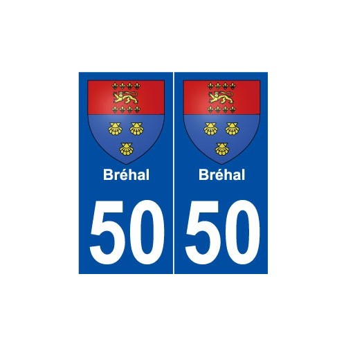 50 Bréhal blason autocollant plaque stickers ville