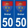 50 Bréhal blason autocollant plaque stickers ville