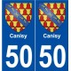 50 Canisy escudo de armas de la etiqueta engomada de la placa de pegatinas de la ciudad