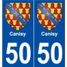 50 Canisy escudo de armas de la etiqueta engomada de la placa de pegatinas de la ciudad