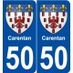 50 Carentan blason autocollant plaque stickers ville