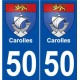 50 Carolles blason autocollant plaque stickers ville