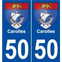 50 Carolles blason autocollant plaque stickers ville