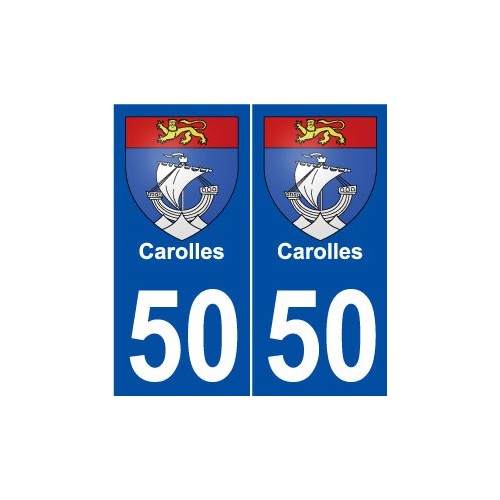 50 Carolles blason autocollant plaque stickers ville