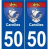50 Carolles blason autocollant plaque stickers ville