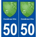50 Condé-sur-Vire blason autocollant plaque stickers ville