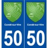50 Condé-sur-Vire blason autocollant plaque stickers ville