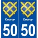 50 Courcy blason autocollant plaque stickers ville