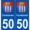 50 Coutances blason autocollant plaque stickers ville