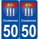 50 Coutances blason autocollant plaque stickers ville