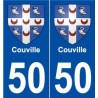 50 Couville blason autocollant plaque stickers ville