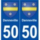 50 Denneville blason autocollant plaque stickers ville