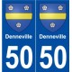 50 Denneville blason autocollant plaque stickers ville