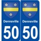 50 Denneville blason autocollant plaque stickers ville
