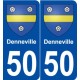 50 Denneville blason autocollant plaque stickers ville