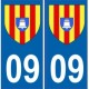09 Foix Ariege autocollant plaque blason armoiries stickers département