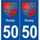 50 Ducey blason autocollant plaque stickers ville