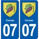 07 Cornas blason ville autocollant plaque stickers