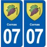 07 Cornas blason ville autocollant plaque stickers