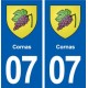 07 Cornas blason ville autocollant plaque stickers