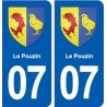 07 Le Pouzin blason ville autocollant plaque stickers