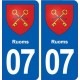 07 Ruoms blason ville autocollant plaque stickers