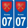 07 Ruoms blason ville autocollant plaque stickers