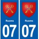 07 Ruoms blason ville autocollant plaque stickers