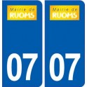 07 Ruoms logo ville autocollant plaque stickers