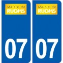 07 Ruoms logo ville autocollant plaque stickers
