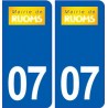 07 Ruoms logo ville autocollant plaque stickers
