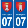 07 Saint-Agrève blason ville autocollant plaque stickers
